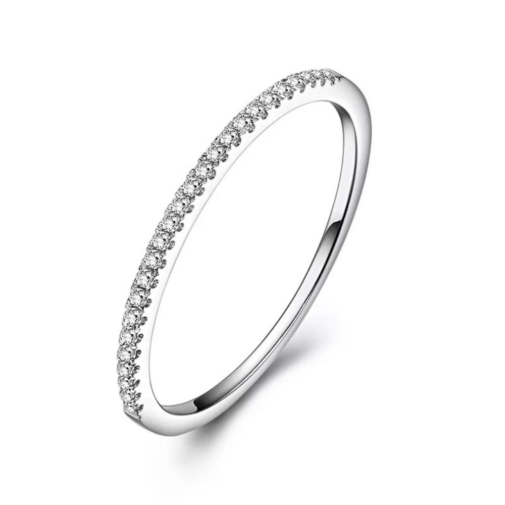 NEW Silver Diamond Eternity Stackable Ring - Picture 4 of 4